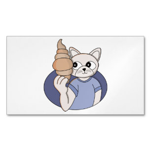 Carte De Visite Magnétique Chat au croissant drôle