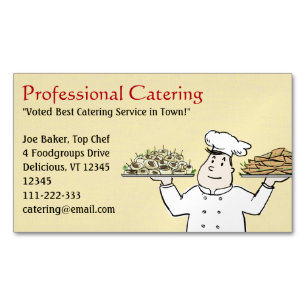 Carte De Visite Magnétique Chef de catering tenant des apéritifs