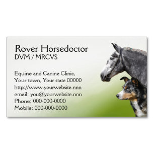 Carte De Visite Magnétique Chevaux et chiens vétérinaires de pratique