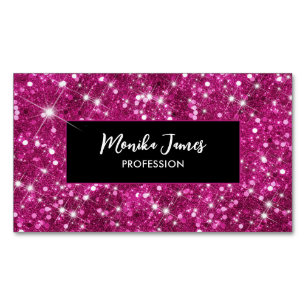 Carte De Visite Magnétique Chic Iridescente rose Parties scintillant Monogram