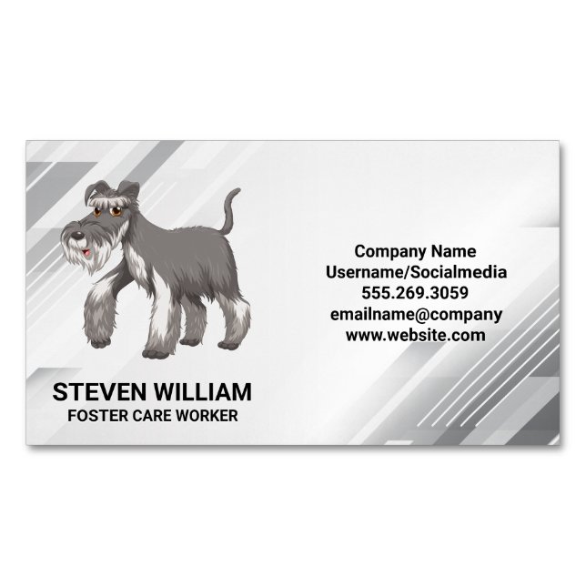 Carte De Visite Magnétique Chien gris shaggy | Services animaux (devant)