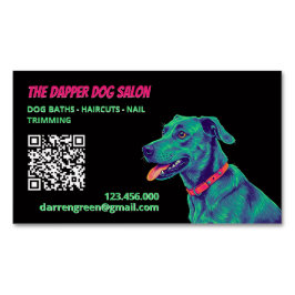 Carte De Visite Magnétique 🎀 Chien Groomer Soin Chien QR