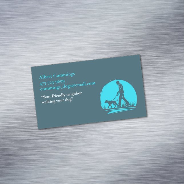 Carte De Visite Magnétique Chien Marcher Randonnée animal assis (In Situ)