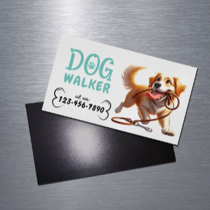Carte De Visite Magnétique Chien Walker mignonne Happy Chien Animal Sitter