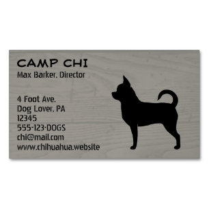 Carte De Visite Magnétique Chihuahua noir Silhouette Faux Style bois