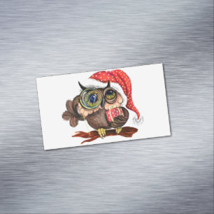 Carte De Visite Magnétique Chouette de bébé dans l'aimant Casquette de Noël