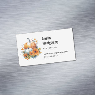 Carte De Visite Magnétique Citrouilles d'automne avec Fleurs et Foliage