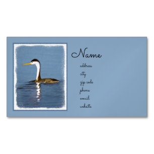Carte De Visite Magnétique Clark's Grebe Painting - Art original pour les ois