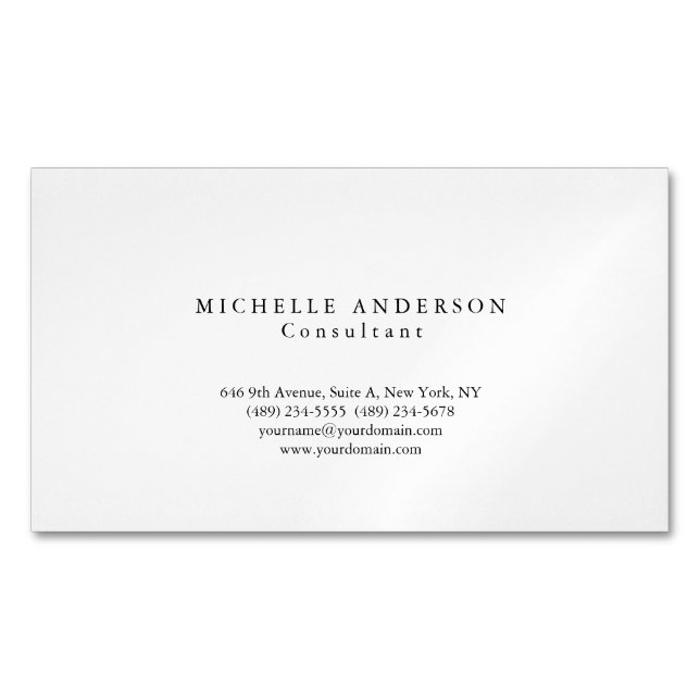Carte De Visite Magnétique Classique Simple Blanc Simple Professionnel Minima (devant)