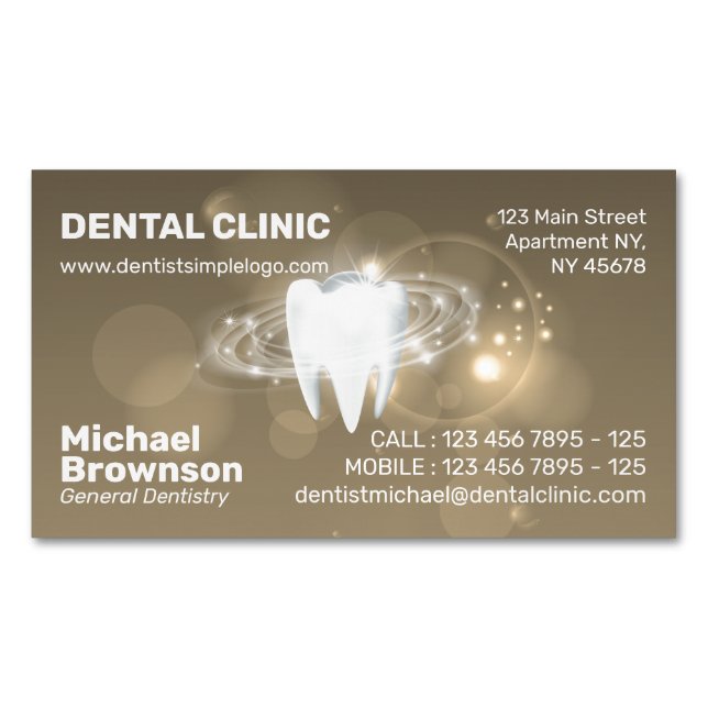 Carte De Visite Magnétique Clinique dentaire Dentiste Dents simples blanchiss (devant)