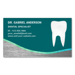 Carte De Visite Magnétique Clinique dentaire en acier Turquoise Dentiste