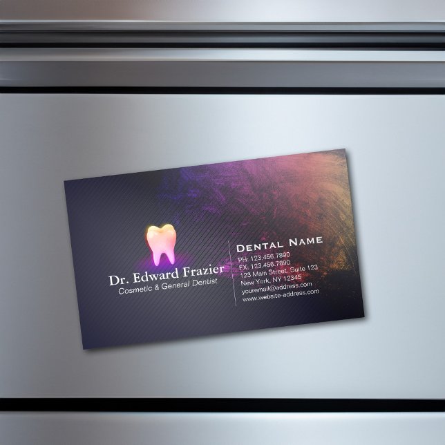 Carte De Visite Magnétique Clinique dentaire professionnelle Rose Gold Tooth (Créateur téléchargé)