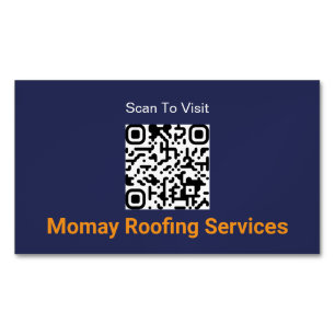 Carte De Visite Magnétique Code QR de l'entrepreneur en toiture Bleu Or Blanc
