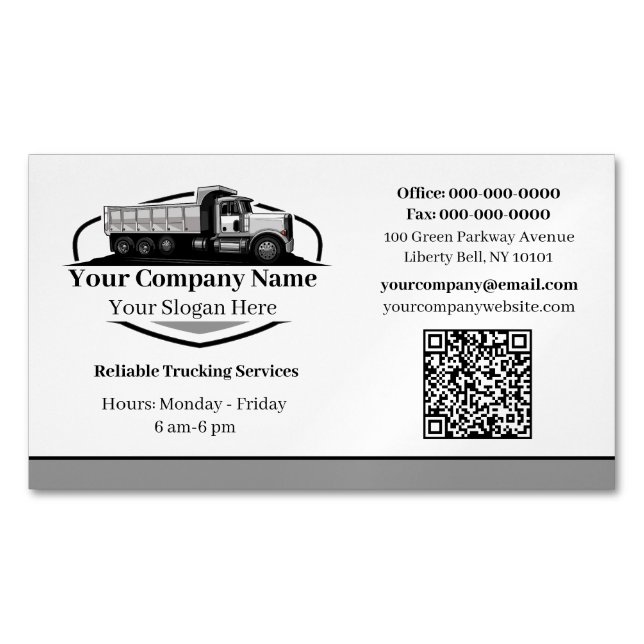 Carte De Visite Magnétique Code QR de l'entreprise professionnelle de camionn (devant)