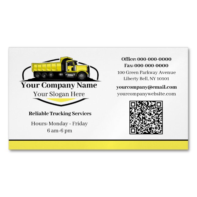 Carte De Visite Magnétique Code QR de l'entreprise professionnelle de camionn (devant)