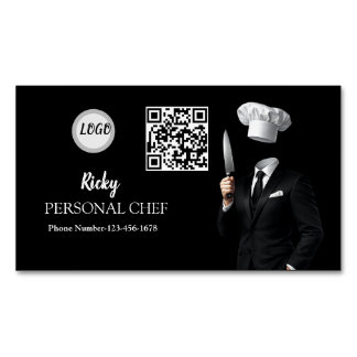 Carte De Visite Magnétique Code QR de photo d'uniforme de chef minimaliste no