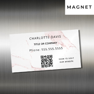 Carte De Visite Magnétique Code QR élégant en marbre rose
