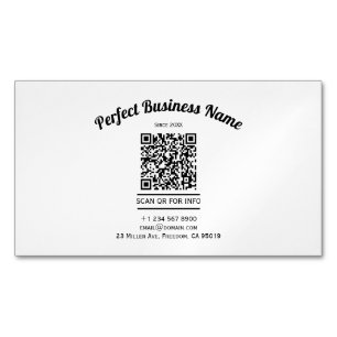 Carte De Visite Magnétique Code QR Minimaliste Noir Et Blanc Simple Clair