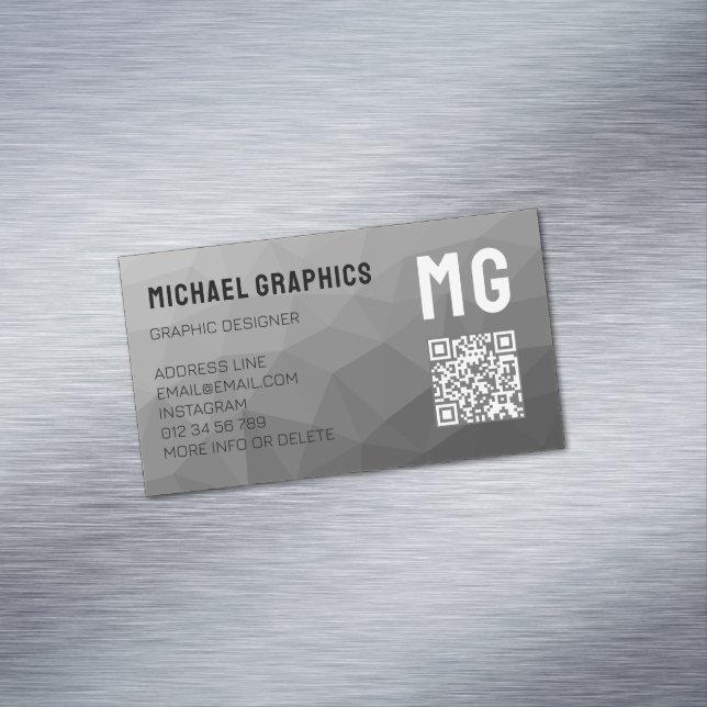 Carte De Visite Magnétique Code QR motif gris géométrique (In Situ)