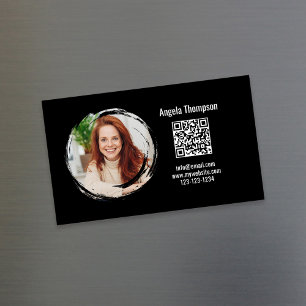 Carte De Visite Magnétique Code QR Photo Magnétique Noir