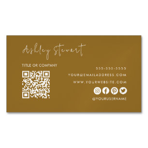 Carte De Visite Magnétique Code Qr professionnel minimaliste moderne Or