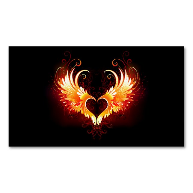 Carte De Visite Magnétique Coeur de feu ange avec ailes (devant)