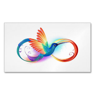 Carte De Visite Magnétique Colibri arc-en-ciel avec symbole Infinity