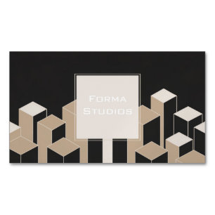 Carte De Visite Magnétique Colonnes Géométriques 3D Modernes Noir Beige Archi