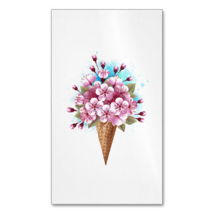 Carte De Visite Magnétique Cône rose Sakura crème glacée gaufre