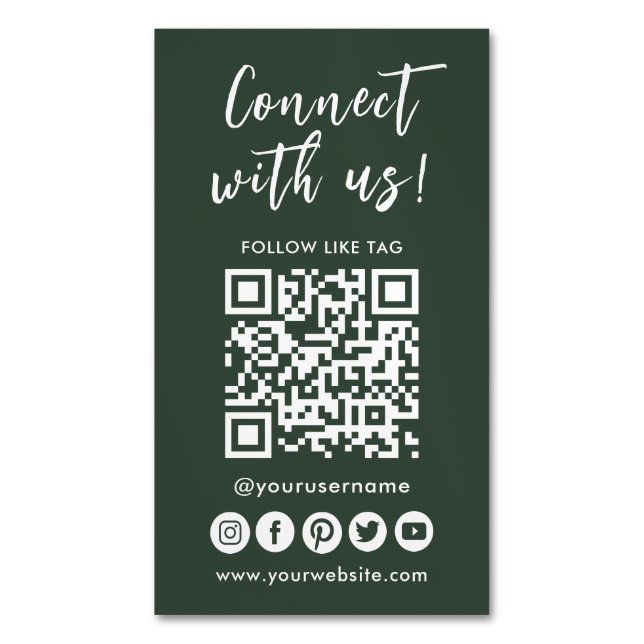Carte De Visite Magnétique Connectez-vous aux médias sociaux américains Code  (devant Vertical)