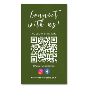 Carte De Visite Magnétique Connectez-vous avec nous Facebook Instagram Qr Cod