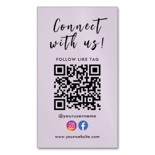 Carte De Visite Magnétique Connectez-vous avec nous Facebook Instagram Qr Cod
