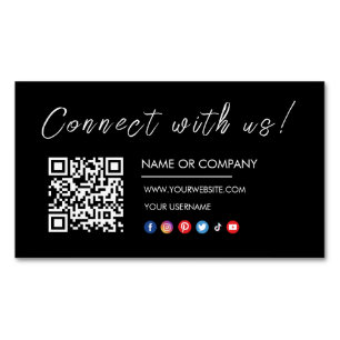 Carte De Visite Magnétique Connectez-vous avec nous Logo Qr Code Social Media