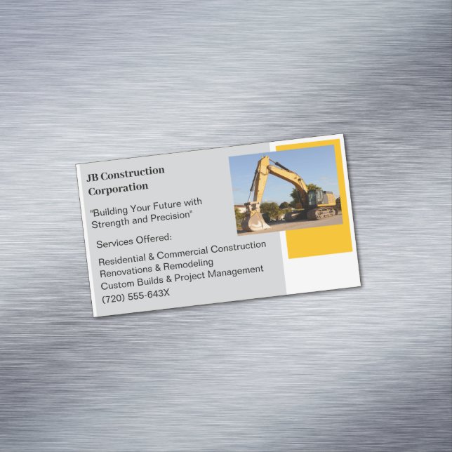 Carte De Visite Magnétique Construction de l'entrepreneur en construction d'u (In Situ)