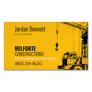 Carte De Visite Magnétique Construction moderne   Design jaune et gris