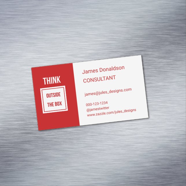 Carte De Visite Magnétique Consultant professionnel moderne rouge (In Situ)