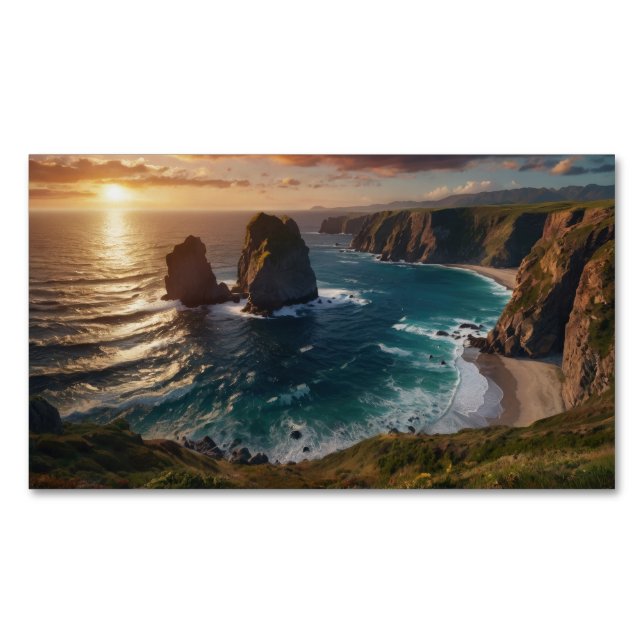 Carte De Visite Magnétique coucher de soleil sur l'océan (devant)