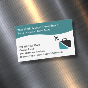 Carte De Visite Magnétique Courtier agent consultant en voyages modernes