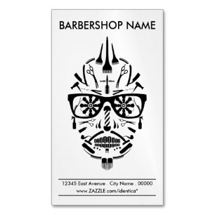 Carte De Visite Magnétique crâne de sucre de raseur-coiffeur