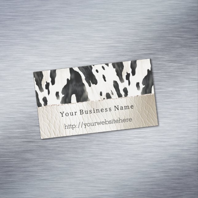 Carte De Visite Magnétique Cream Black Southwest Cow Print (In Situ)