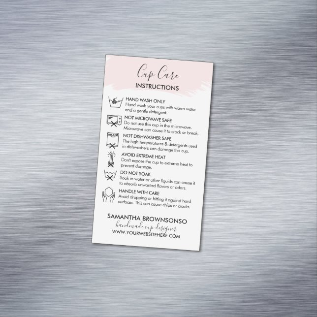 Carte De Visite Magnétique Cup rose Instruction personnalisable (In Situ)