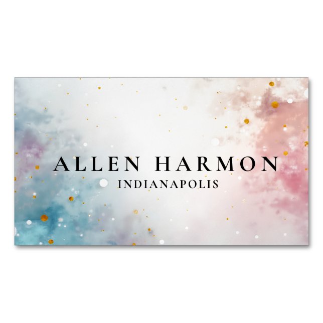 Carte De Visite Magnétique Custom Glitter Blue Opal Stone Background (devant)
