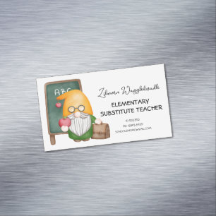 Carte De Visite Magnétique Cute Aquarelle Gnome Enseignant