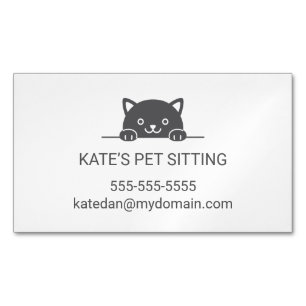 Carte De Visite Magnétique Cute Chat Noir Peeking Animaux domestiques Service