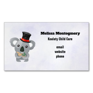 Carte De Visite Magnétique Cute Koala dans un chapeau noir