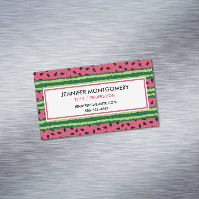 Carte De Visite Magnétique Cute pastèque Motif rose et vert (In Situ)