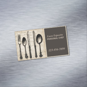 Carte De Visite Magnétique Cutlerie Restauration Restaurant Traiteur Chef Per