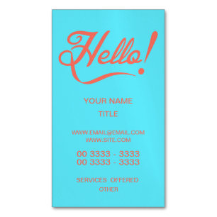Carte De Visite Magnétique Cyan doux et amertume bonjour