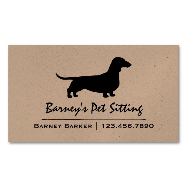 Carte De Visite Magnétique Dachshund Silhouette | Chien de l'animal | Weenie  (devant)