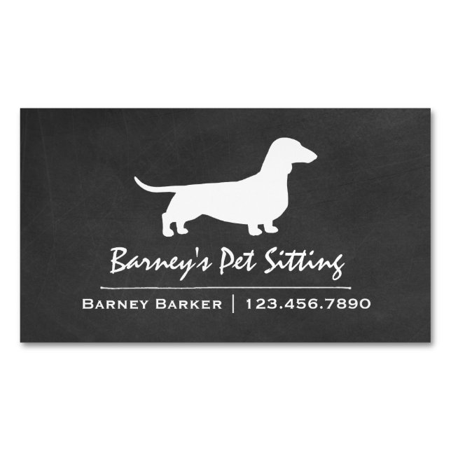 Carte De Visite Magnétique Dachshund Silhouette Wiener Chien Chalkboard Style (devant)